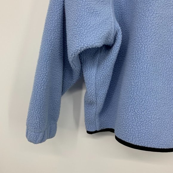 American Eagle Jacket Blue Sherpa Button Snap Mock Neck Zip Pocket - Picture 13 of 14